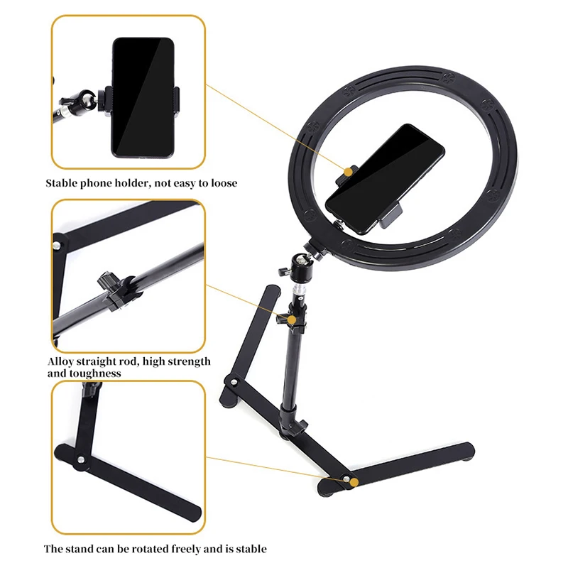 26CM Photography Lighting Fill Ring Light Lamp Phone Ringlight Tripod Stand Photo Led Selfie with Bluetooth