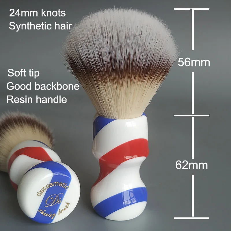 DS 24mm barber pole Synthetic hair knot shaving brush with resin handle