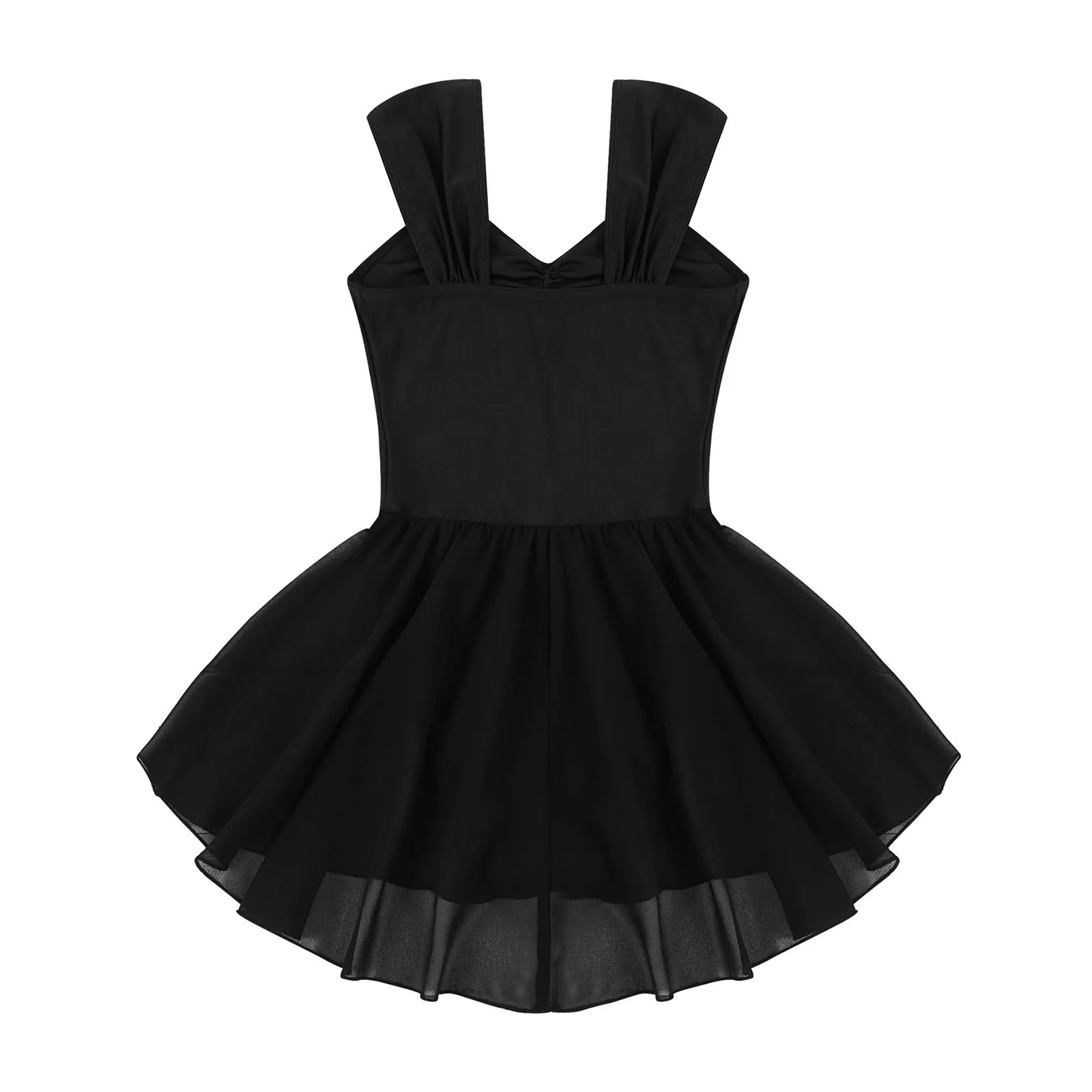 Tutu di balletto Body Vestito Bambini Ballerina Senza maniche Abiti increspati Nero Giallo Fata Tulle Ginnastica Costumi di danza lirica