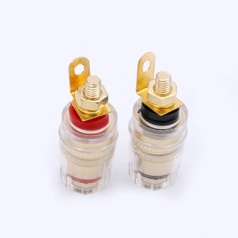 4Pairs 4MM Binding Post Connector Audio HIFI Cable Terminals, Binding Post for Speaker Amplifier, Brass With Gold Plated