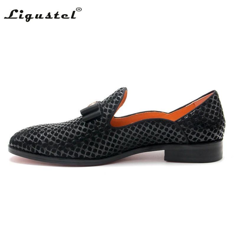 Ligustel Shoes Man Original Handmade Red Bottom Shoes For Men Wedding Party Black Leather Casual Loafers Shoes Men Plus Size