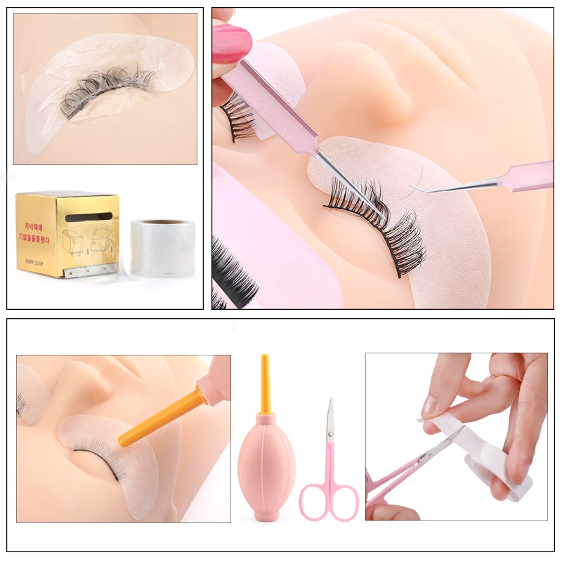 22 in 1False Eyelash Extension Training Kit Practice tray Tape Eye Pad Tweezers Glue Ring Micro Brush Grafting Eyelash Tools