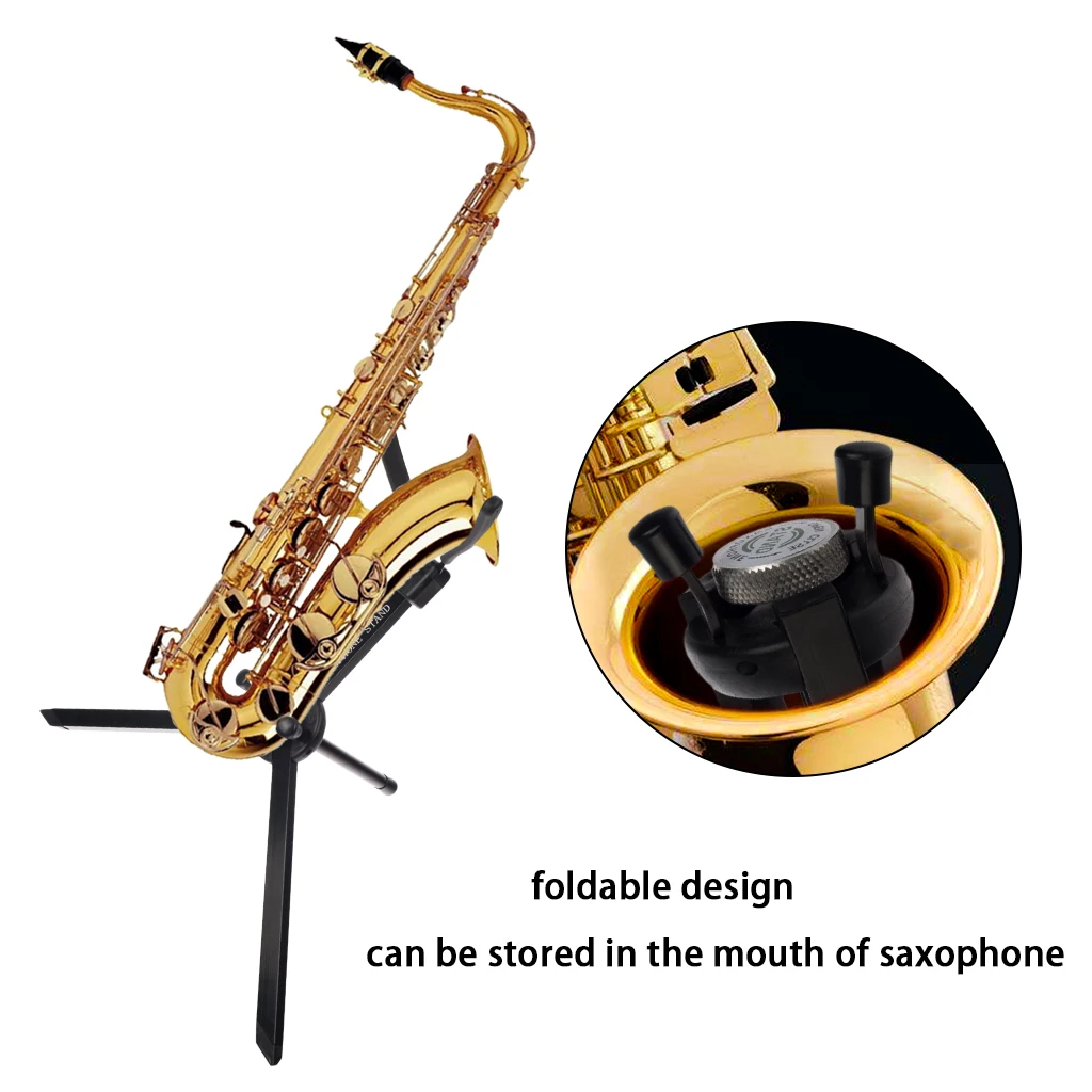 LOMMI Saxophone Stand Foldable Alto Sax Stand Adjustable Metal Triangle Base Design Folding Legs Easy To Assemble Disassemble