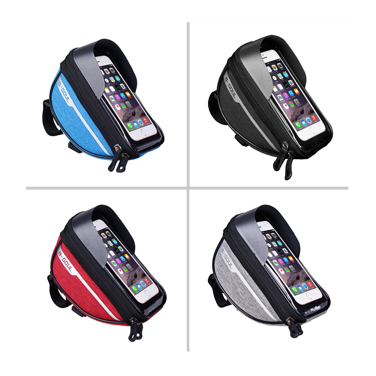 B-SOUL Cycling Bicycle Bike Head Tube Handlebar Cell Mobile Phone Bag Case Holder Screen Phone Mount Bags Case For 6.5in