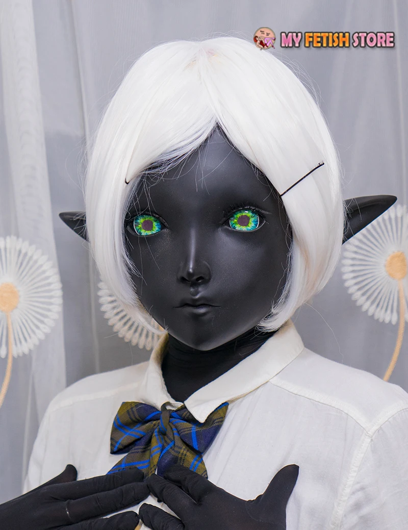 

(KM1114) Handmade Black Shell Female Black Shell Resin Crossdress Girl Half Head Japanese Character Anime Cosplay Kigurumi Mask