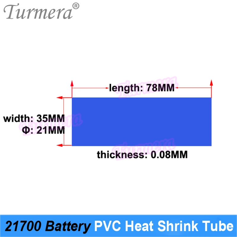 Turmera 100 Miếng 21700 Pin Nhựa PVC Nhiệt Ống Bọc 35*78Mm Cho Đèn Pin Hoặc Điện 21700 pin Lithium Sử Dụng