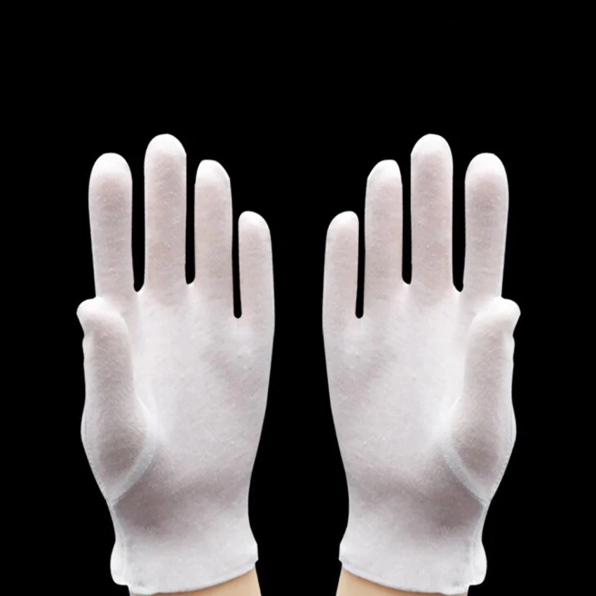 1 Pair White Cotton Gloves Anti-static Protective Gloves Breathable Work Gloves for Coin Jewelry Inspection, Driver- S, M, L, XL