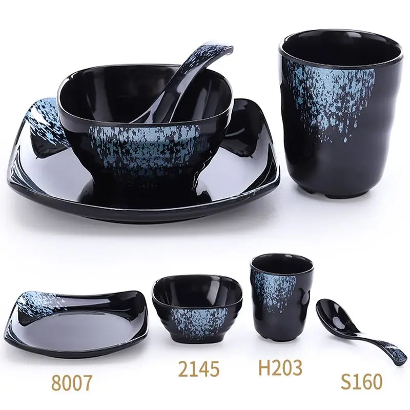 

Hotel and Restaurant Dinnerware Sets Elegant Blue Diamond Color Dishes and Plates Sets Luxurious Porcelain Dinner Sets