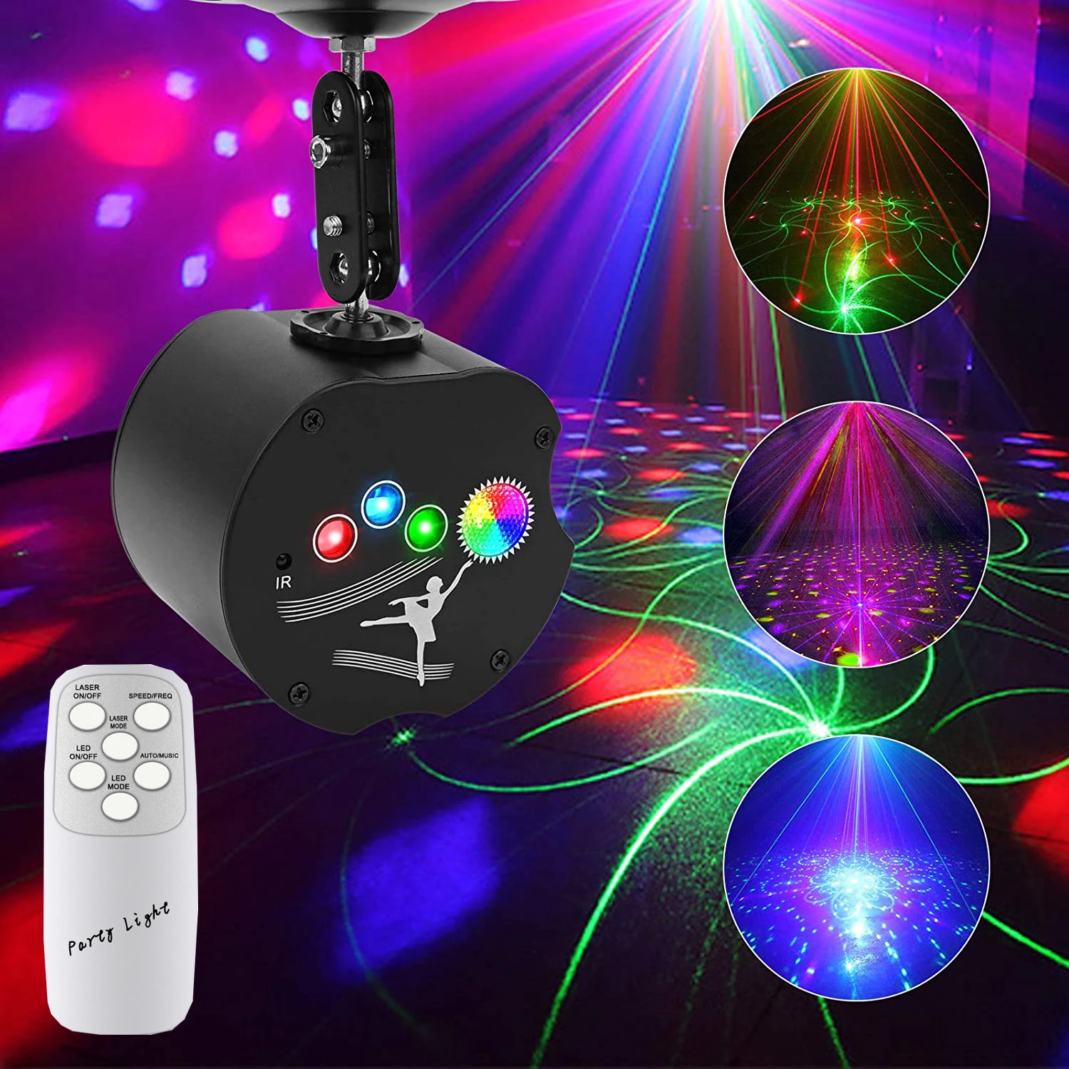 64 Patronen Apple Vormige Mini Rgb Lichten Effect Dj Led Disco Light Party Laser Projector Stage Light Met Afstandsbediening Dropshipping