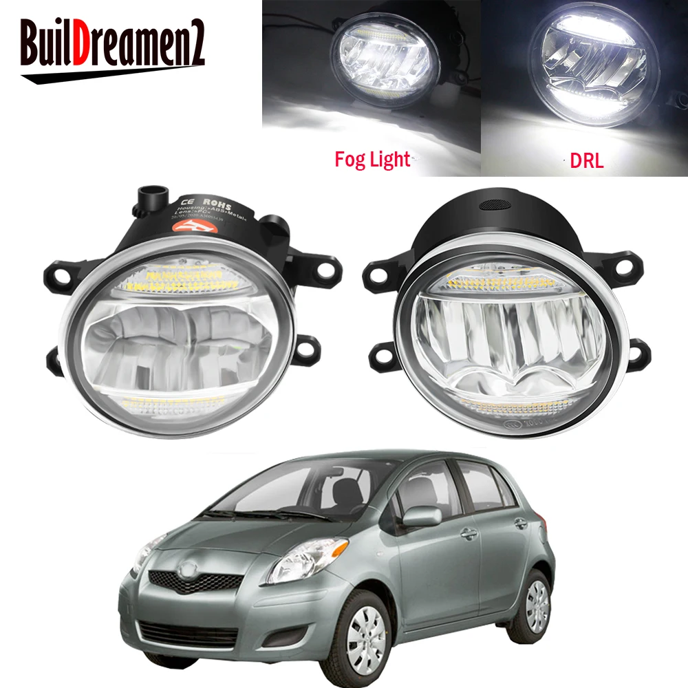 

2 X Car Right + Left LED Fog Light Assembly DRL Daytime Running Lamp 30W 8000LM 12V For Toyota Yaris Hatchback 2006-2014