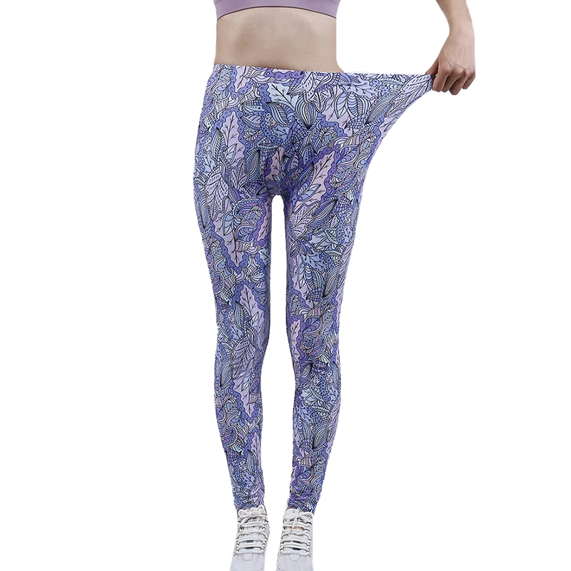 YSDNCHI-mallas Push Up de cintura alta para Mujer, pantalones largos para correr, con estampado de hojas Yuga, de licra, para entrenamiento