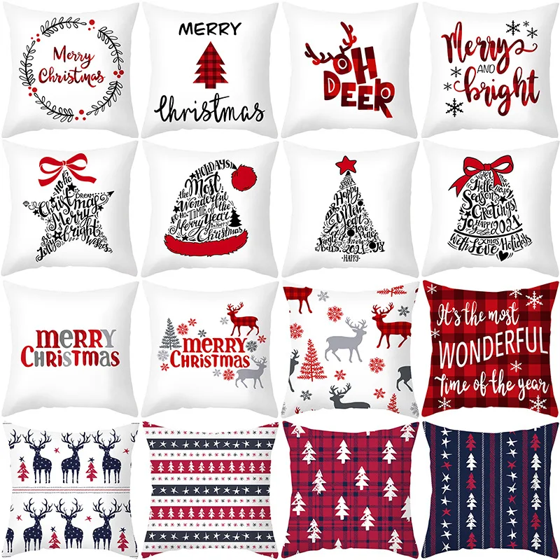 HUIRAN Christmas cushion cover Decorative Pillowcase sofa cushions Pillow cases Christmas Decoration For Home Decor Pillow Cover