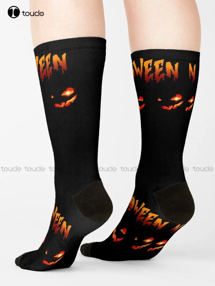 New Halloween Funny Pumpkin Smiling Socks Men'S Socks Personalized Custom Unisex Adult Socks Teen Socks Halloween Christmas Gift