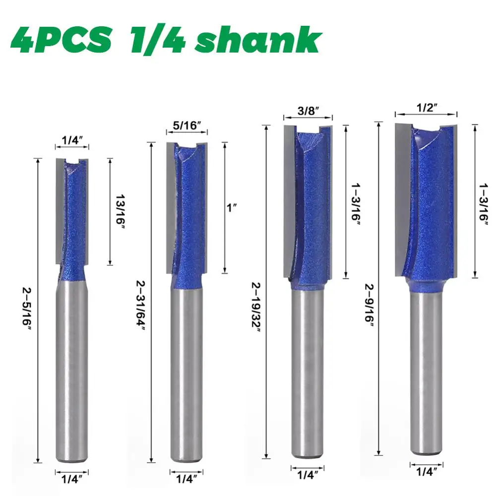 1PCS 1/4″ Shank 6mm shank Straight Woodworking Router Bit Set Carpenter Milling Cutter 1/4″,5/16″,3/8″,1/2″Cutting Diameter