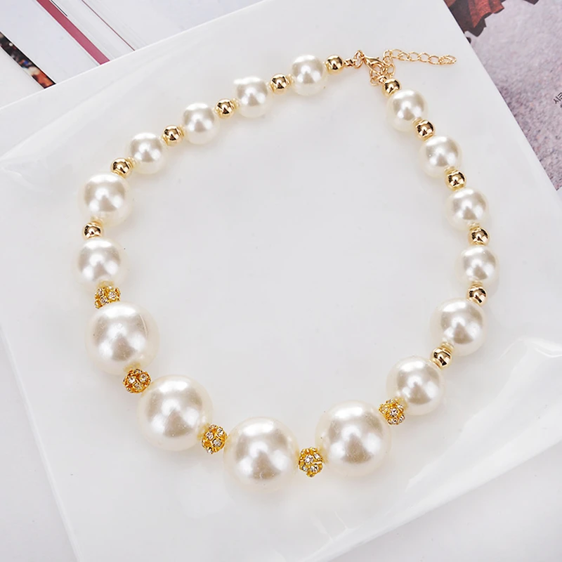 Trendy Fashion Big Imitation Pearls Choker Necklace Collar Statement Crystal Maxi Necklace Women Wedding Jewelry Gifts 2021 New