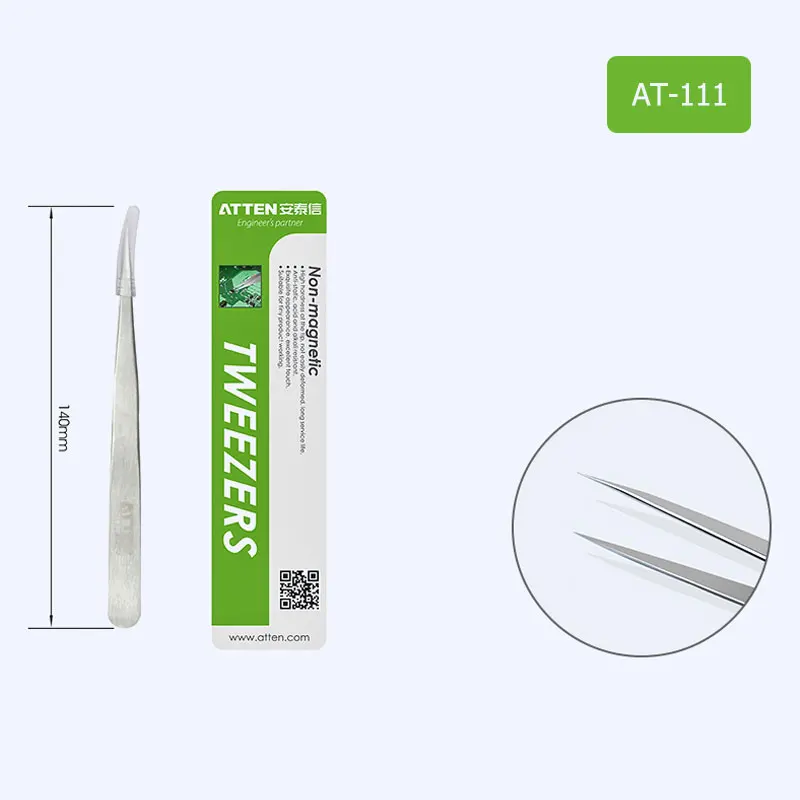 ATTEN Edelstahl Pinzette Runden Spitzen Ellbogen kopf für Präzision handy computer reparatur werkzeug zubehör