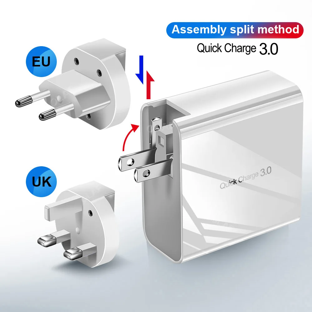 شاحن يو اس بي 48 وات سريع الشحن 3.0 PD لهاتف آيفون 11 برو ماكس سامسونج هواوي شاحن سريع الجدار الاتحاد الأوروبي الولايات المتحدة المملكة المتحدة متعدد التوصيل USB محول