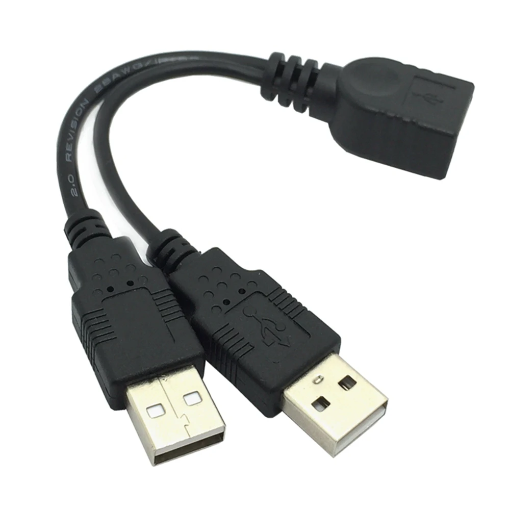 Dual USB male to female male to female transfer data line with auxiliary power supply amplifier USB2.0 extension line