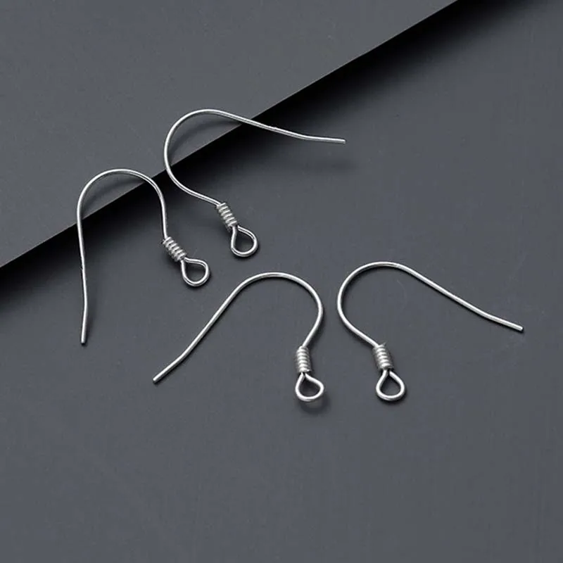 Genuine Real Solid 925 Sterling Silver Ear Hooks Fittings Wire Hook For Making Earrings 18k Gold Jewelry Findings