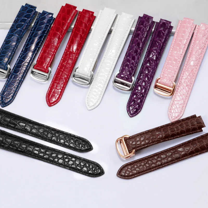 

Yopo Crocodile Leather strap 14*8 16*9 18*11 20*12 22*14mm colors wristband for BALLON BLEU DE men and women bracelet