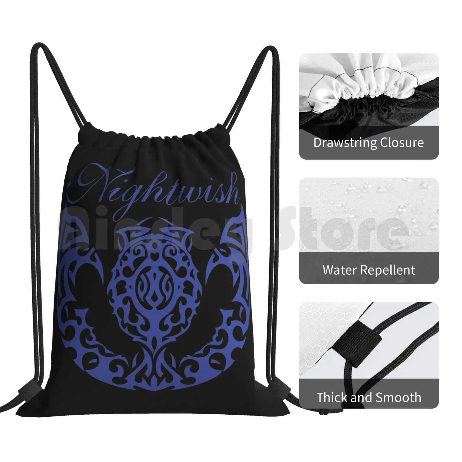 Mochila impermeável Drawstring para Nightwish Band, Capa Grupo Musical, Gym Bag