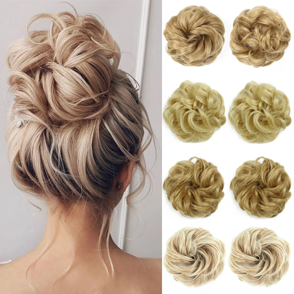 MERISIHAIR Synthetic Curly Chignon Messy Scrunchies Elastic Band Hair Bun Hairpiece High Temperture Fiber Fake Hair