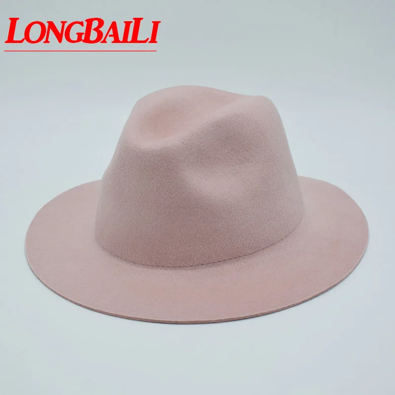 

LongBaiLi Winter Wide Brim Wool Felt Fedora Hats Women Sun Jazz Hat Female Free Shipping PWSX024