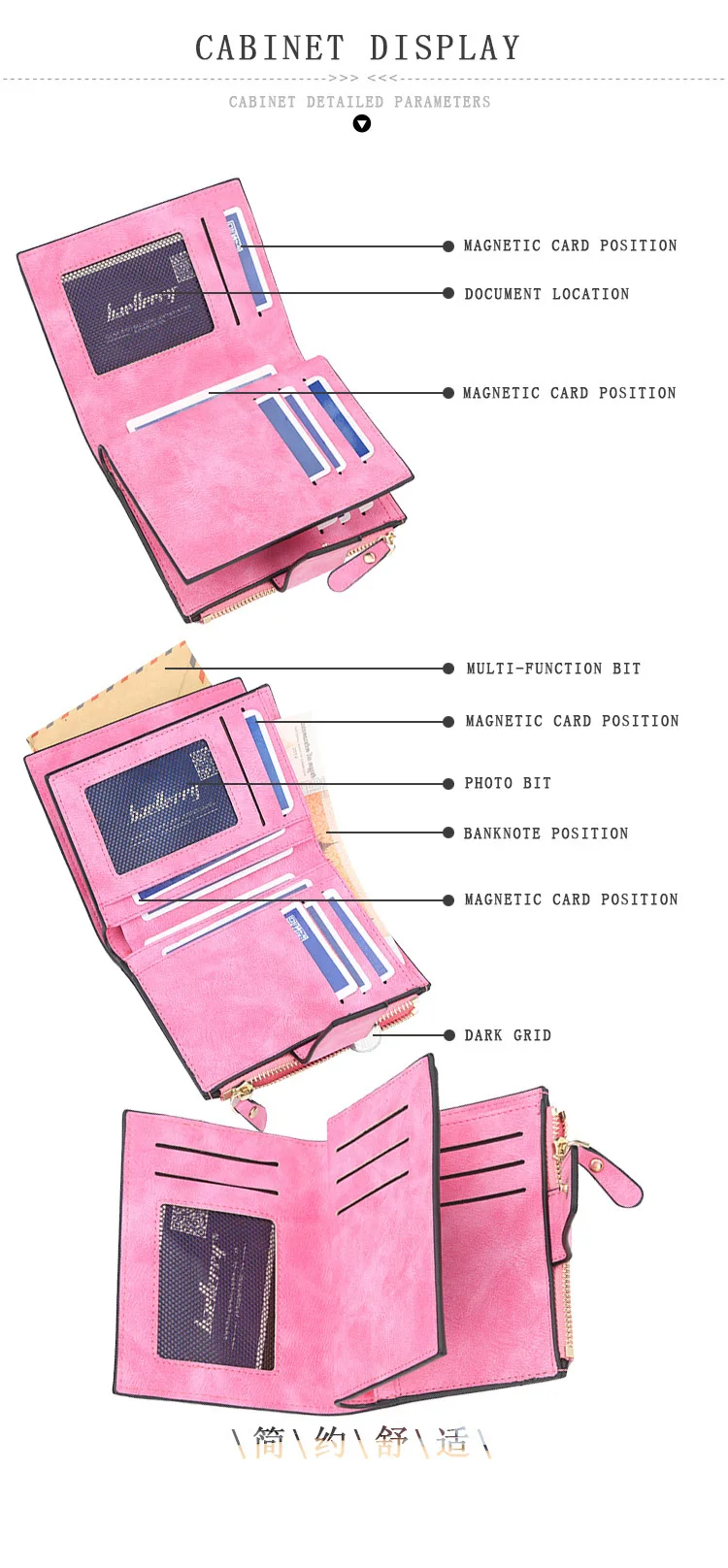 Personalisierte Damen-Geldbörse aus Leder mit Namen, Geburtsblumen-Design, Schlüsselverschluss, schmalem Münzfach und Kartenhaltern – Detail 8