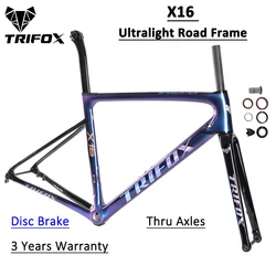 TRIFOX X16 Carbon Fiber Road Bike Frame Disc Brake Cycling Ultralight Racing Bicycle Frameset UD Matt Colorful