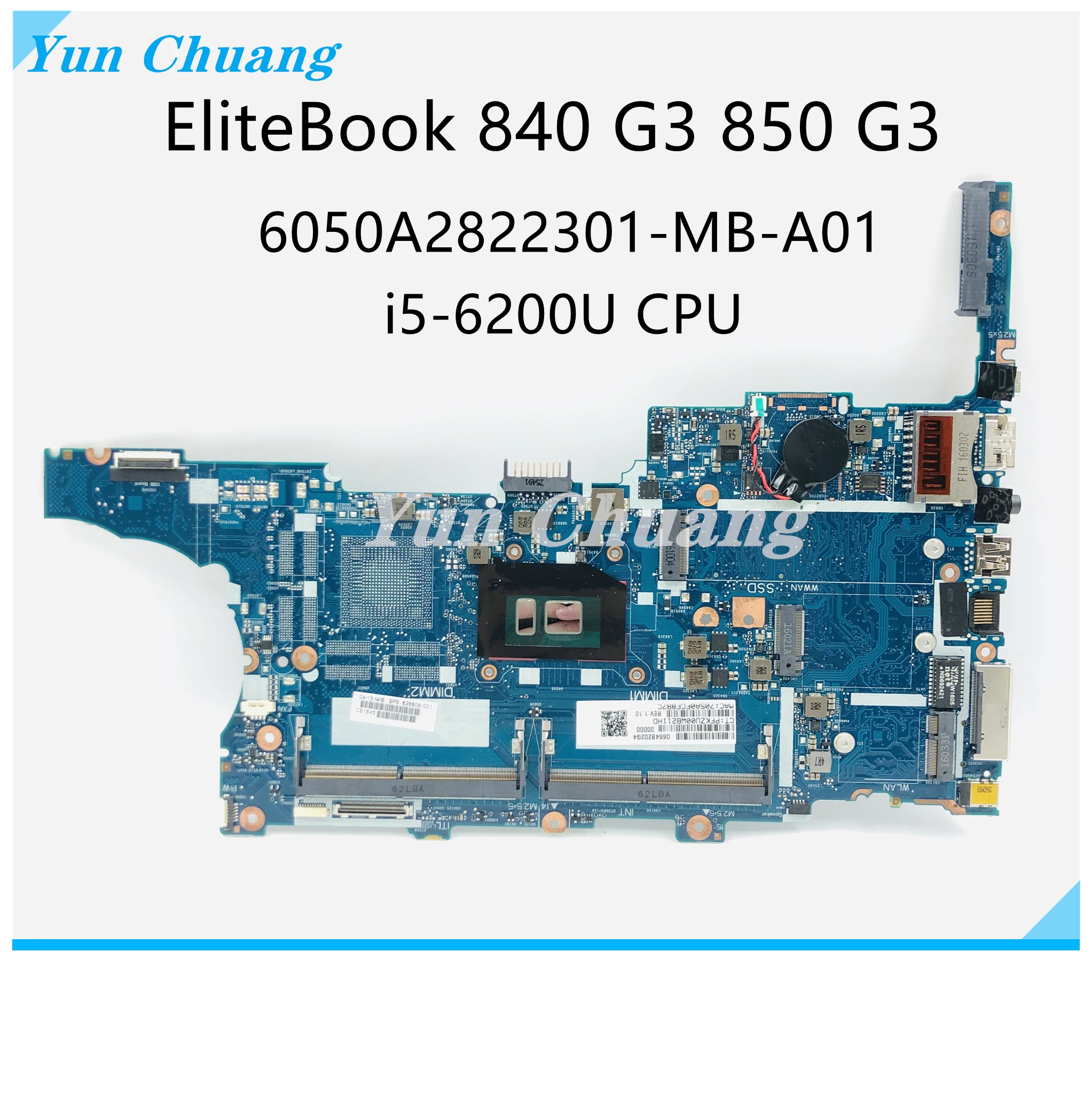 918312 -501 918312 -601 للوحة الأم للكمبيوتر المحمول HP EliteBook 850 G3 840 G3 6050A 2892401 -MB-A01 مع i3 i5 i7 CPU UMA DDR4 100% عمل