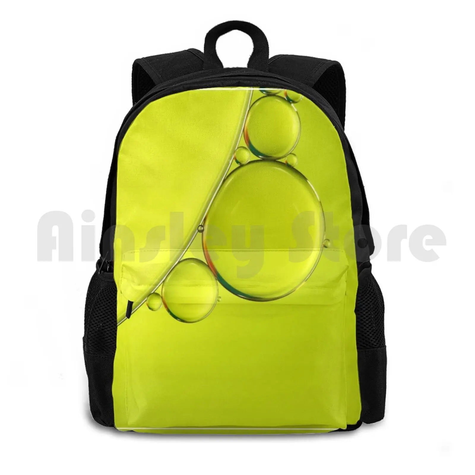 Simply Lime Outdoor Hiking Backpack Riding Climbing Sports Bag Oil Water Abstract Macro Bubbles Lime Green Chartreuse Simple