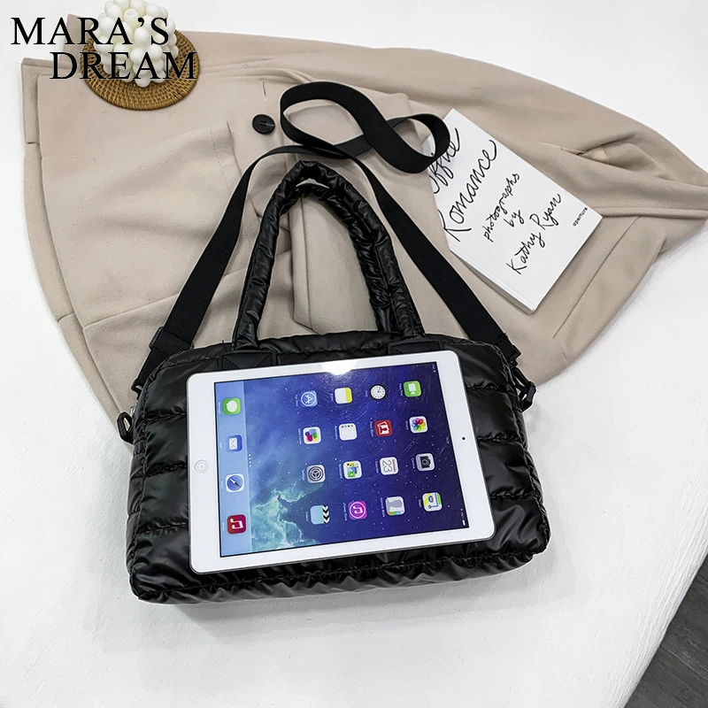 Mara\'s Dream Large Capacity Shoulder Bag For Women Waterproof Nylon Bags Space Pad Cotton Feather Down Bag Large Messenger Bags