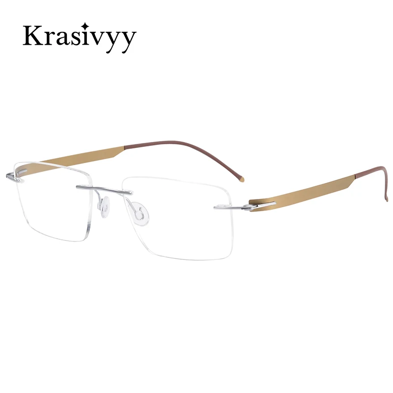 

Krasivyy Screwless Rimless Glasses Frame Men Pure Titanium Square Myopia Prescription Eyewear Women 2024 New Optical Eyeglasses