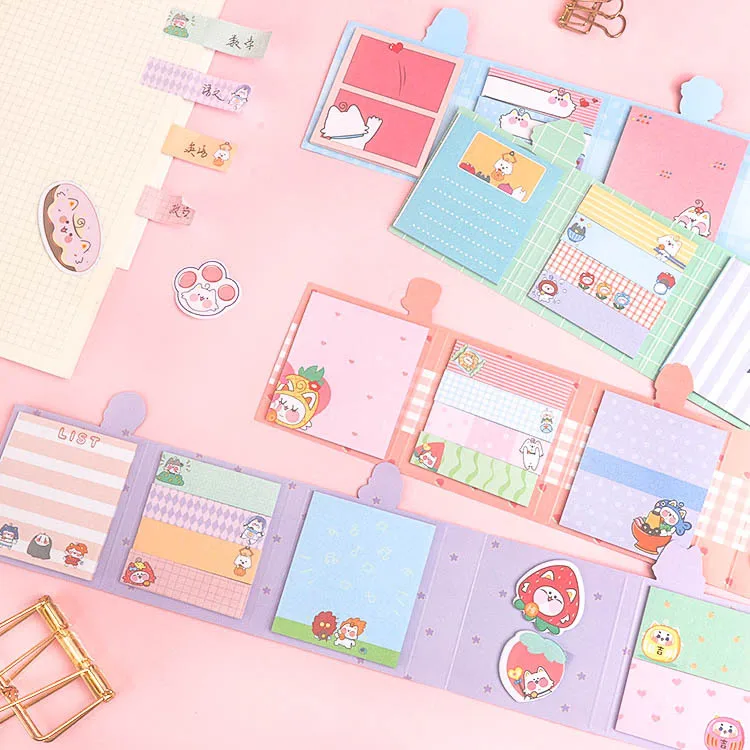 Cute Cartoon cat 6 Folding laser Sticky Notes Memo Pad Diary Stationary Flakes Scrapbook Decorative kawaii N Times Sticky