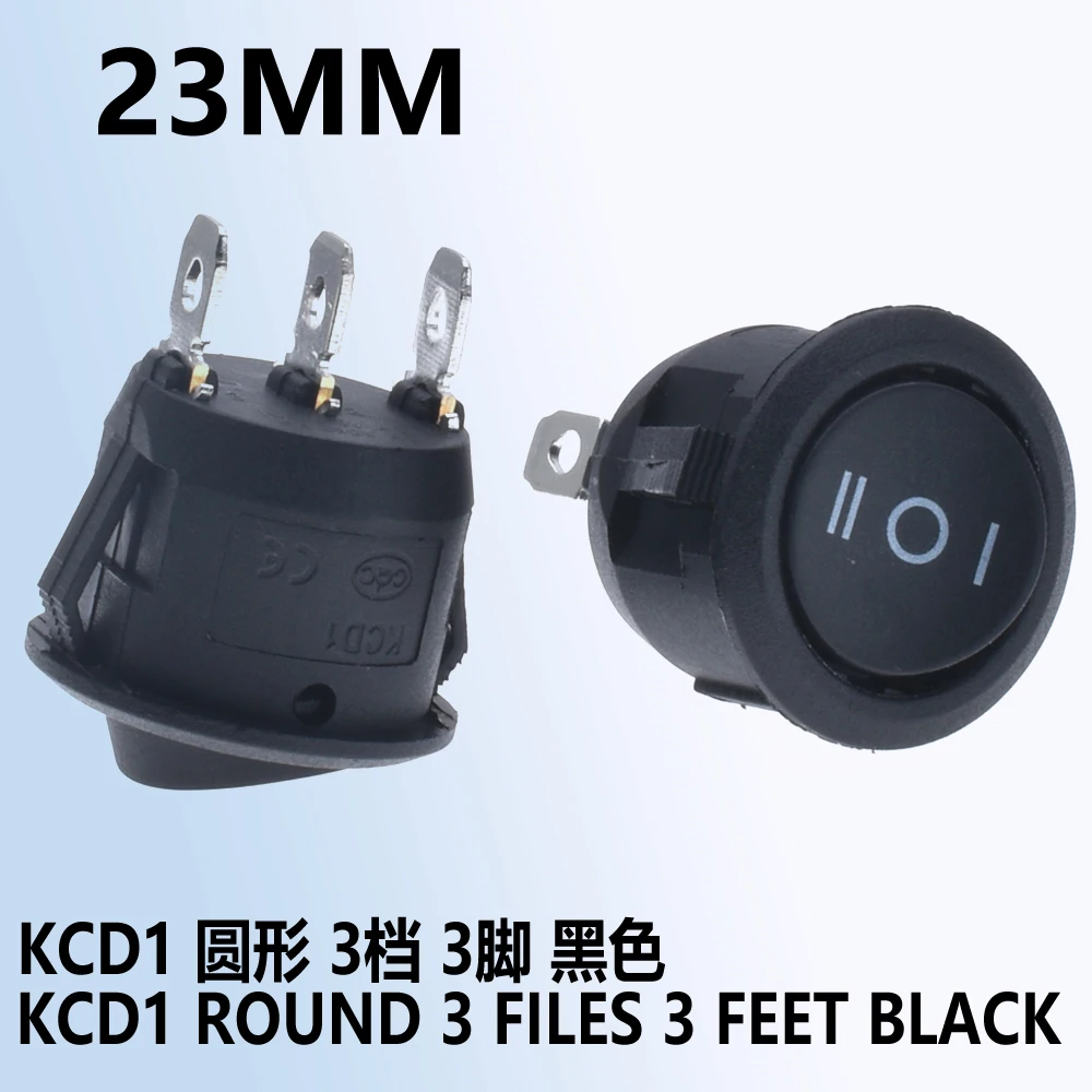 5pcs KCD1 Round 3 Pin With light SPST 3 Position ON/OFF 2 Position Rocker Boat Switch 6A 220V 10A 125V Round Rocker Dot Boat LED