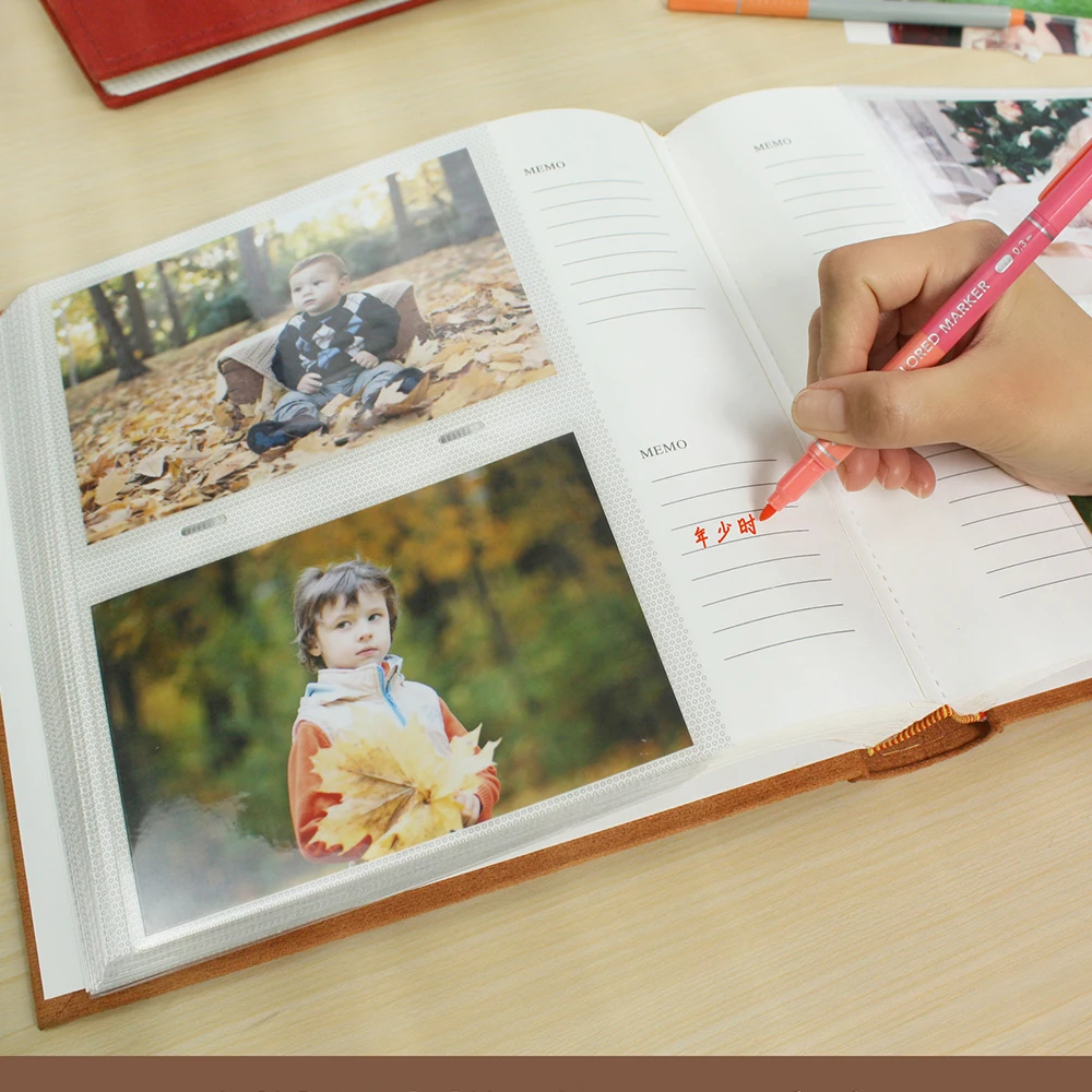 Interstitial Photo Album with 200 Pockets, Scrapbook, Wedding Commemorative, Family Memory, Pictures Storage, 4R, 6\