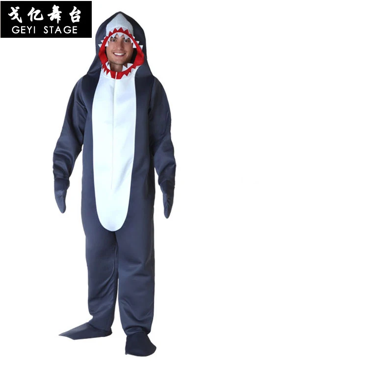 Halloween Costume For Kids Men Shark Costume Child Grey Shark Jumpsuit Animal Birthday Party Adult Boys Purim Cosplay