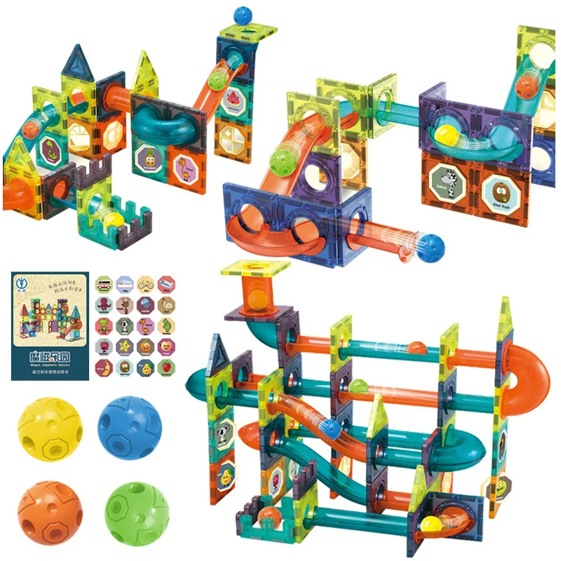 Magnetic Building Blocks Magnet Maze Ball Track Blocks Magnetic Designer Construction Set Educational Toys For Children Gift