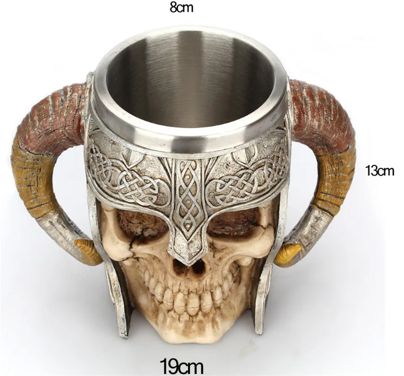 Halloween bar Liquor Stainless Steel Cup Viking Ram Horned Pit Lord Warrior Beer SteinTankard originality skeleton Mug Tumblers