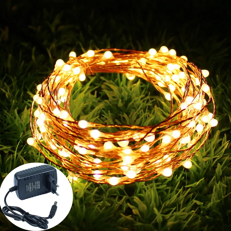 Holiday LED String Light 12V 10M 20M 30M 50M Copper Wire Starry Rope Waterproof Flexible Fairy Lamps Party Garde Decorate