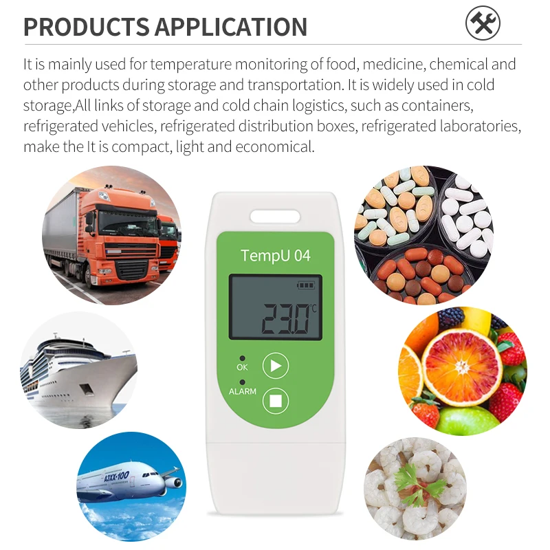 TempU04 USB Temperature Data Logger Reusable Temperature Recorder PDF Report Temperature Record Instrument