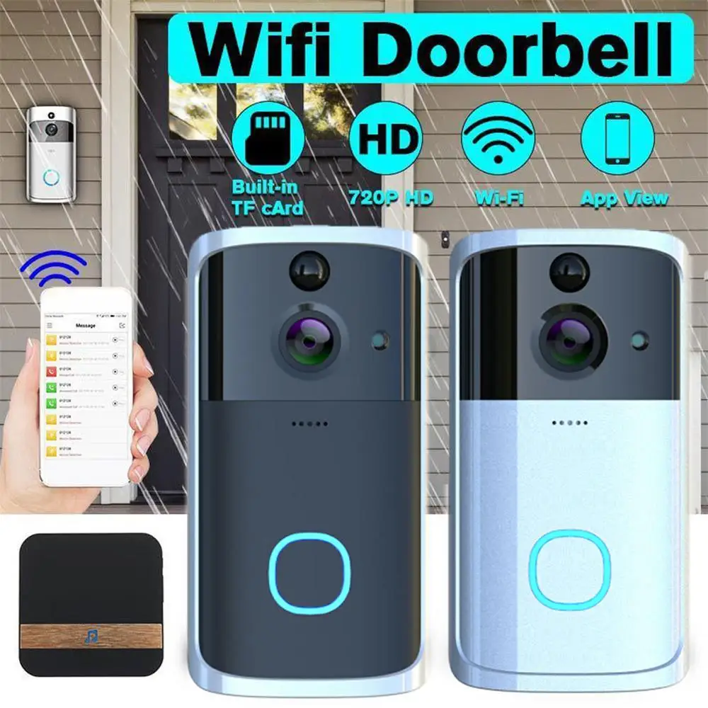 Wifi Deurbel Camera Video Visuele Intercom Met Ir Alarm Nachtzicht Deurbel Thuis Draadloze Beveiliging Camera Smart Bel Deur