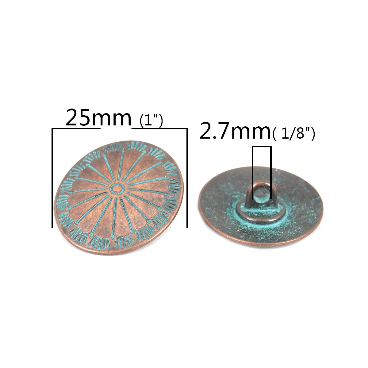 10 PCs Vintage Zinc Based Alloy Oval Round Metal Patina Sewing Shank Buttons Antique Copper Color DIY Clothing Decoration