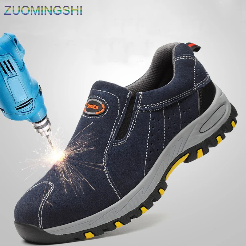 

Steel Toe Safety Boots Men Work Shoes Men Work Boots Breathable Slip on Casual Boots Security Shoes