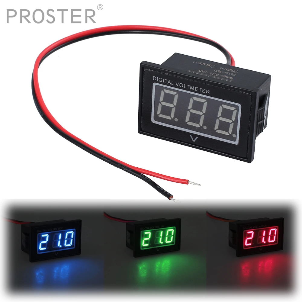 Proster 48V for Golf Cart Digital Volt Meter Battery Gauge Club Car LCD Digital Voltmeter 15-120Volt Blue/Green/Red