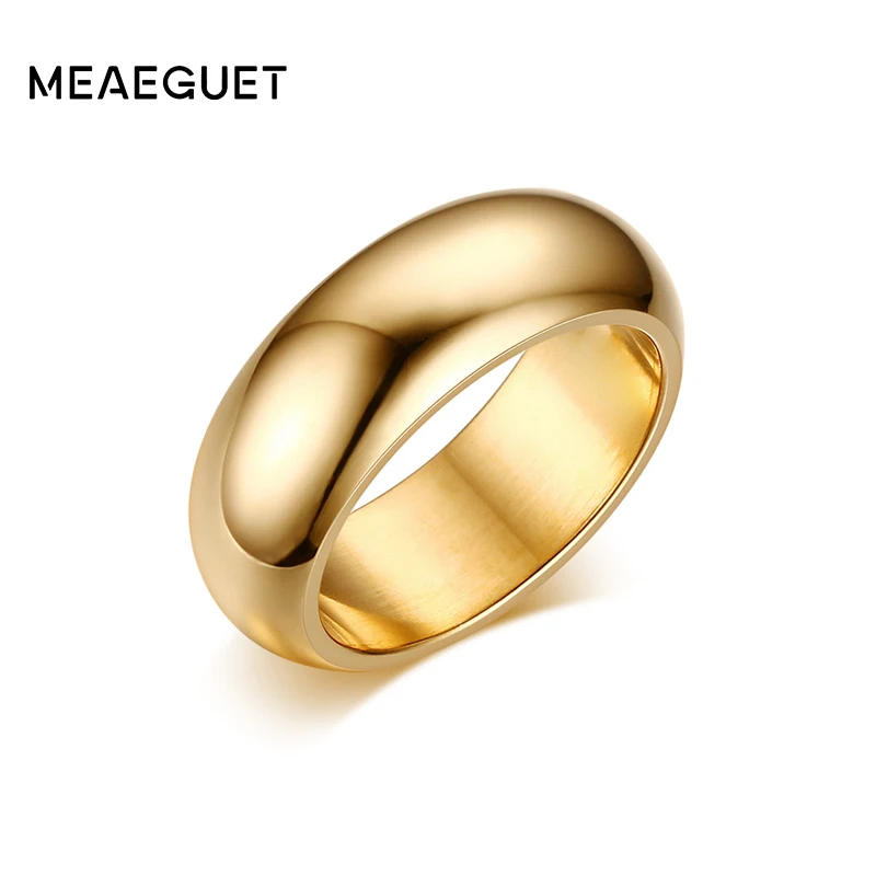 Meaeguet 7mm szerokie klasyczne obrączki dla kobiet mężczyzn okrągłe ze stali nierdzewnej Bijoux zaręczyny hurtownia biżuterii obrączki