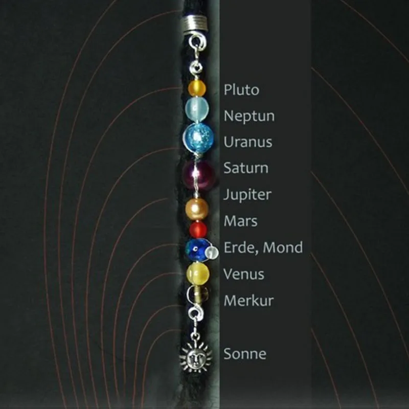 Universe Planet Space Heavenly Pendant Sun Moon Moon Mars Venus Jupiter Neptune Uranus Saturn dread bead dreadlocks