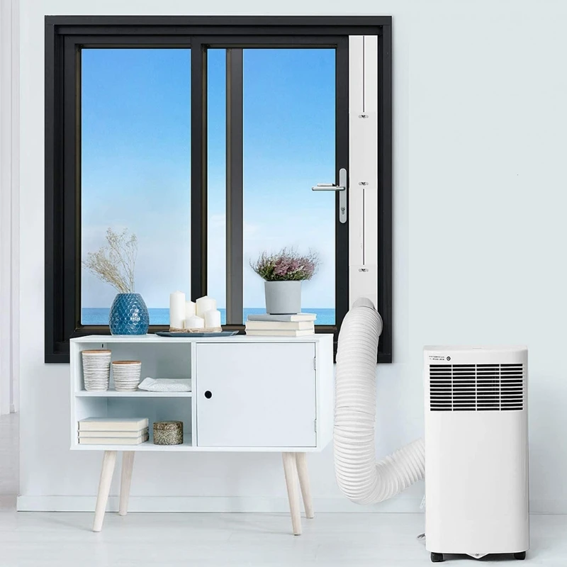 M2EE Set Adaptor Jendela Pendingin Udara Plastik Tahan Lama Portabel Selang Knalpot/Konektor Tabung Segel Jendela Pemasangan Mudah Digunakan