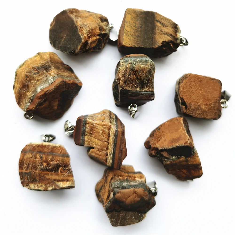 

6pcs/batch Wholesale Good Quality Fashion Natural Treatment Ore Stone Tiger Eye Jewelry Irregular Pendant