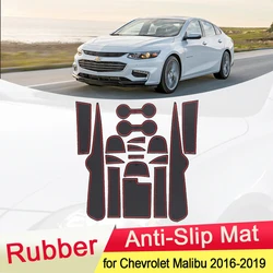 for Chevrolet Malibu 2016 2017 2018 2019 Rubber Anti-slip Mat Door Groove Cup pad Gate slot Coaster Interior Car Accessories